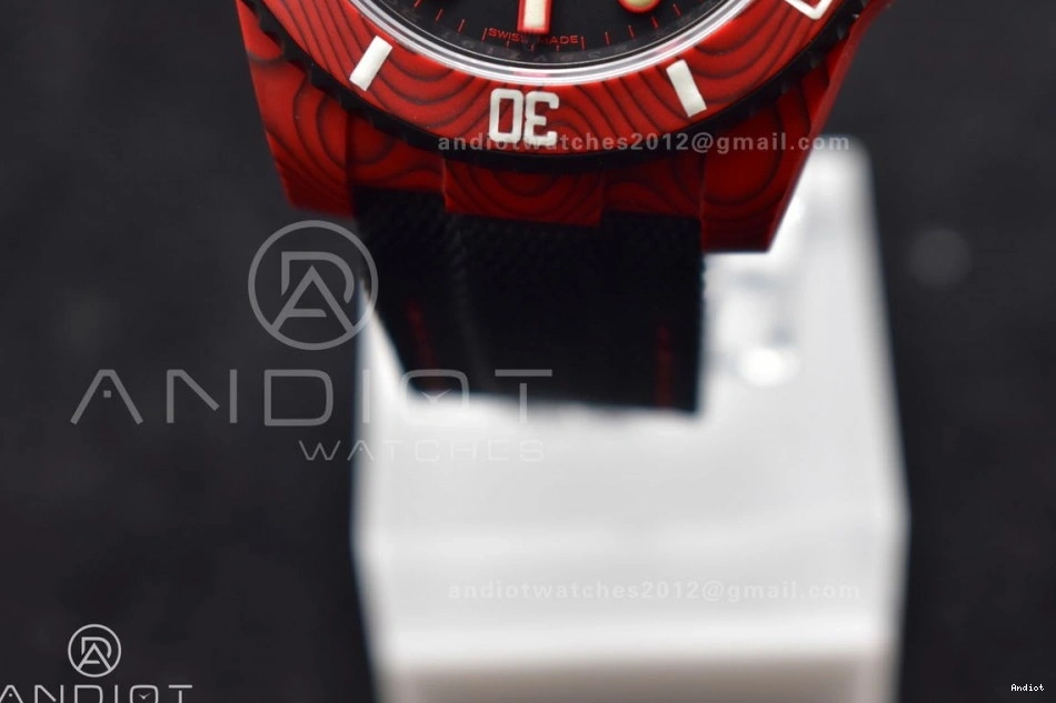 Submariner on Dial Carbon Red 473 1:1 Best VS VSF Black Edition Black DIW Strap Nylon EyeCatching 0720